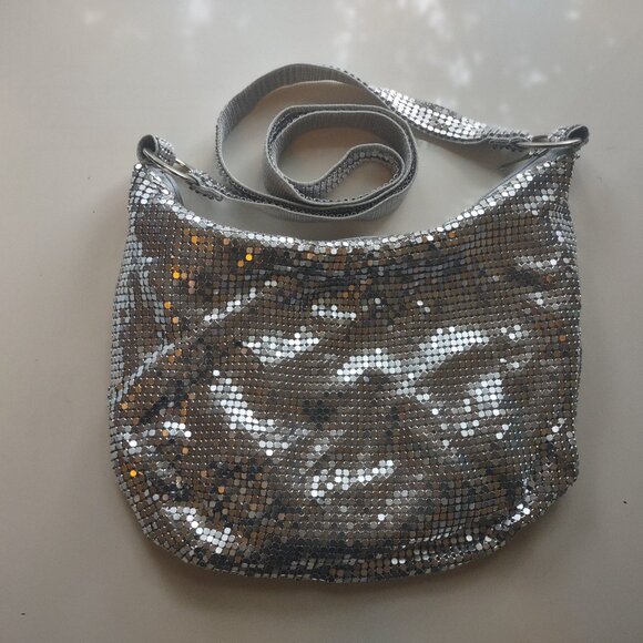 Vintage Silver Metal Mesh Handbag Evening Party Glitzy - Picture 1 of 13